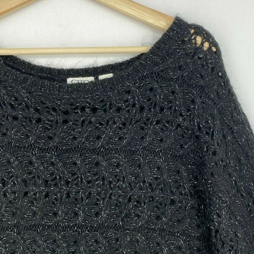Suéter Cato Mujer Talla 22W 24W Negro Plateado Tejido Abierto Mangas Codo Difuso - Imagen 2 de 8