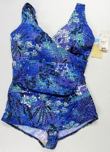 Women's Le Cove Swimsuit Size 20W Blue 1 Piece Built In Bra 744743188327 |  eBay