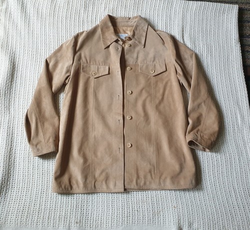 Cotswold Collection 100% Suede Beige Lined Over Shirt Jacket, Size 14 - Picture 2 of 12
