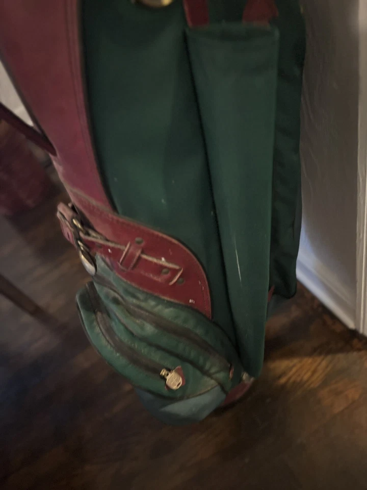 Bolsa de golf vintage Hot-Z de cuero/lona marrón verde Pro Group Inc hecha en EE. UU. Foto 3 de 4