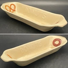 Los Angeles Potteries 2121 DONUTS PRETZELS Serving Dish/Bowl Made in USA 14x5x2"