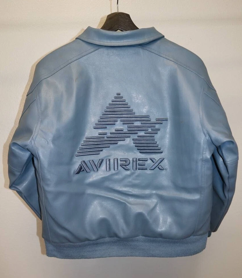 Chaqueta Universitaria Avirex Años 90 Cuero Azul Mujer M Sistemas Tácticos Bombardero De Colección Foto 2 de 4