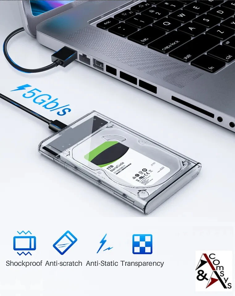 2.5 SATA Festplattengehäuse USB 3.0 Gehäuse SSD Festplatte Werkzeugfrei transpar