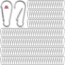 300 Pcs 2" Carabiner Bulk Spring Snap Hooks Bulk Aluminum Alloy Clip Silver