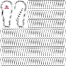 300 Pcs 2" Carabiner Bulk Spring Snap Hooks Bulk Aluminum Alloy Clip Silver