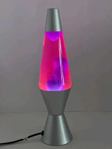 Lava Lamp 14.5" Motion & Glitter Model 2000 F2107 Silver Purple Lava Pink Liquid - Picture 23 of 24