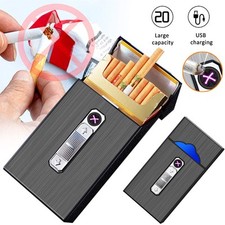 Zigarettenetui mit Plasma Feuerzeug Zigarettenbox Zigarettenspender für Herren