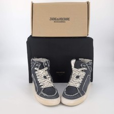 ZADIG  VOLTAIRE High Flash Canvas Sneakers in Noir Black - Size US 9 EU 40 -NIB