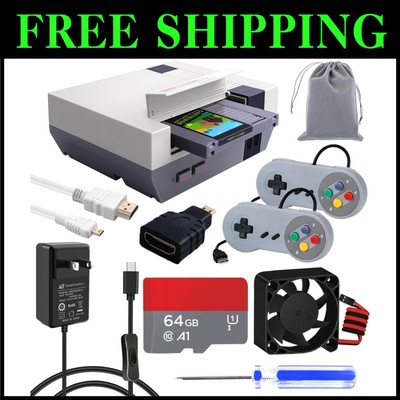 Raspberry Pi 4 NES Case Kit with Cooling Heatsinks & USB Controller - Grey/White