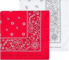 Levi's Mens 100 Cotton Bandana   Headband, Wrap, Protective Cove Red/White