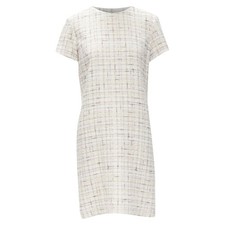 Chanel Light Check Tweed Short Sleeve Sheath Dress Women Pink Size 38