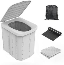 Portable Camping Toilet for Adults XL Folding Travel Toilet with Lid Gray