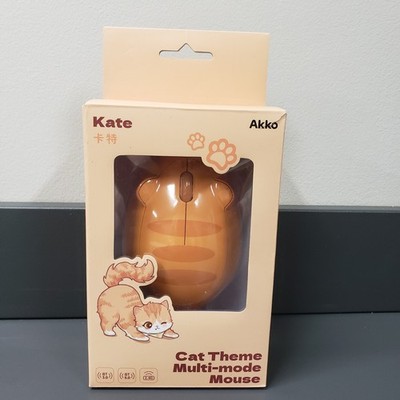 Cat Theme Wireless Mouse Multi-Mode - BT & 2.4G Kate Orange Tabby Akko NEW