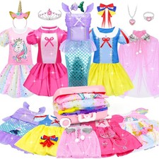 16 Pcs Princess Dress Up Clothes for Little Girl Role Play Costume Gift Set, ...