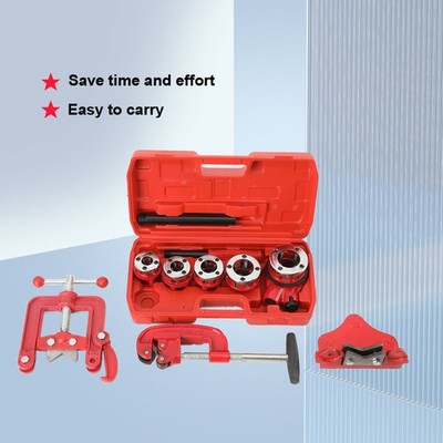 Pipe Threader Ratchet Type + 5 Dies Kit 3/8''-1-1/4'' Pipe Cutter Threading Tool