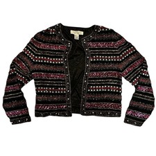 Vintage Niteline by Della Roufogali Women's Silk Full Beaded Evening Jacket Sz M