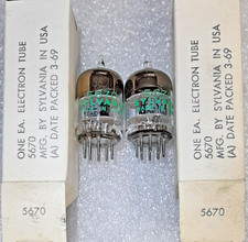 Matched Pair 5670 Sylvania NOS Vacuum Tubes, TV-7D Tested -will combine shipping