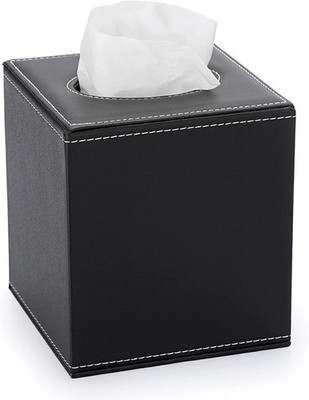 Sumnacon Square Leather Tissue Box Cover - Stylish Cube Tissue Box Holder with M