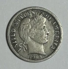 1910 P Barber Dime 90% Silver US Coin 10c  XF Full Liberty