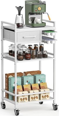4-Tier Coffee Bar Cart with Storage, 33'' H Coffee Station Cabinet with Pod