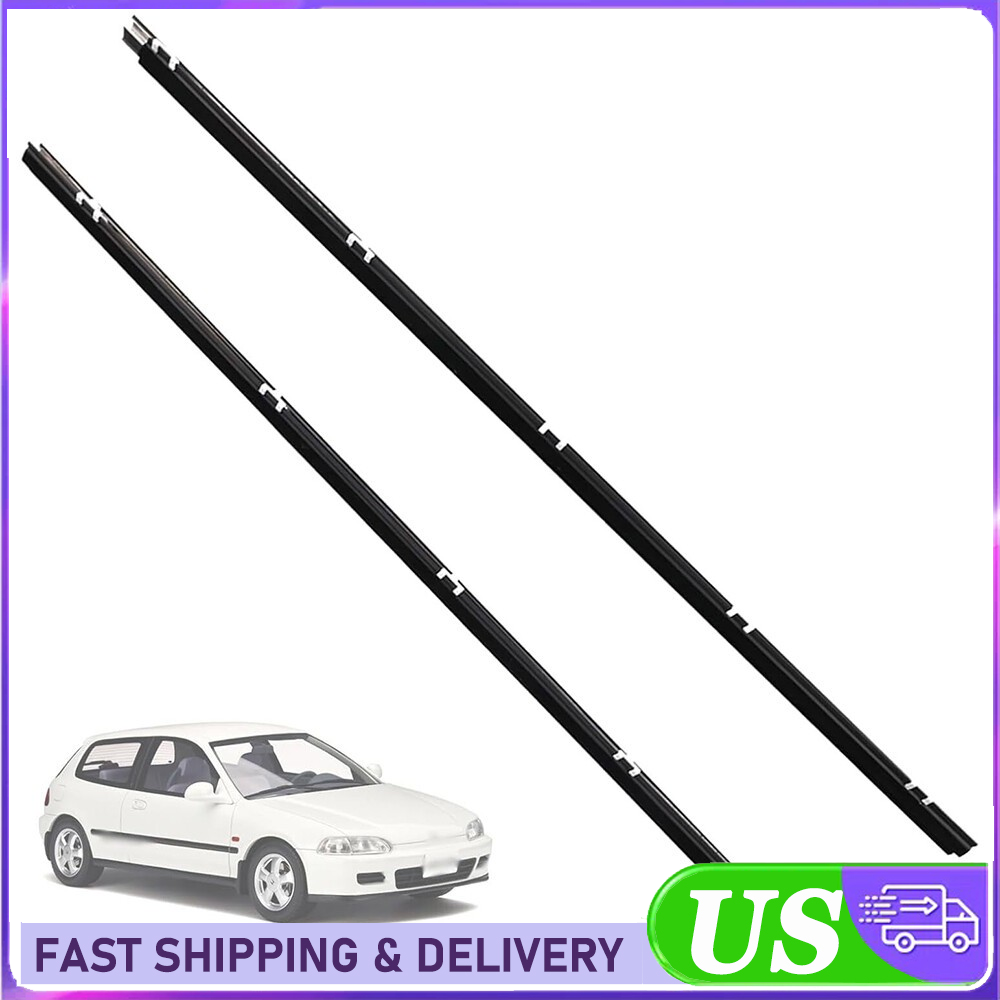 2Pcs Window Door Molding Outer RH & LH Trim for Honda Civic 1992-1995 2-Door