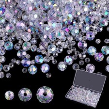 Crystal Glass Beads for Jewelry Making, 500 Pcs Assorted Crystal Beads Bulk