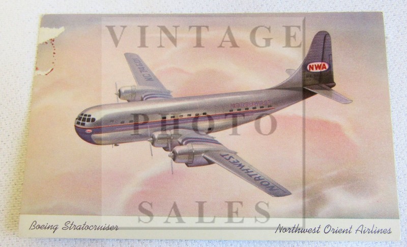 Northwest Orient Airlines Boeing Stratocruiser Airplane Litho Chrome Postcard