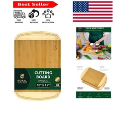 Sustainable Bamboo Cutting Board with Deep Juice Groove Side Handles - 18"x12"