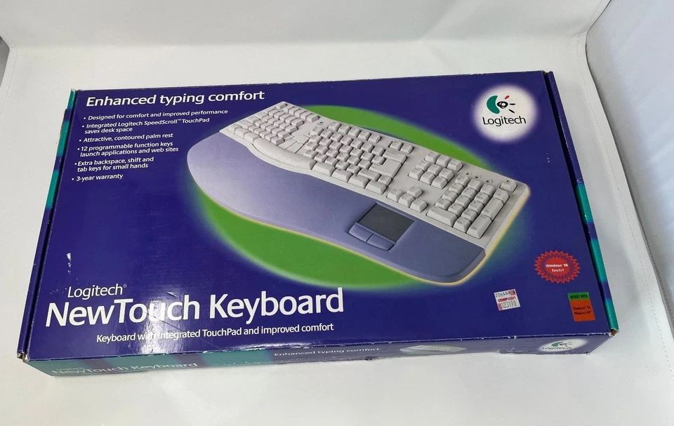 Logitech NewTouch Keyboard SK-6000L Y-SC4 PS/2 Ergonomic w/ Touchpad & Box Teste - Image 2 of 4