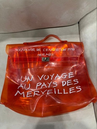 HERMES Vinyl Kelly Bag Orange clear tote bag SOUVENIR DE L'EXPOSITION Limited JP