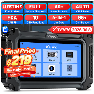 2026 XTOOL D6S OBD2 Scanner Full System Diagnostic Tool 30+ Resets Free Update