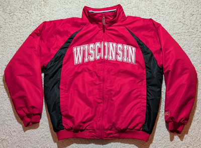 #ad Wisconsin Badgers Fleece Lined Jacket Men#x27;s XL Red Spell Out Colosseum Coat NCAA $49.99