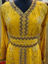 Stylish Long Moroccan Hand Work Farasha Dress Islamic Dubai Kaftan Gown Abaya