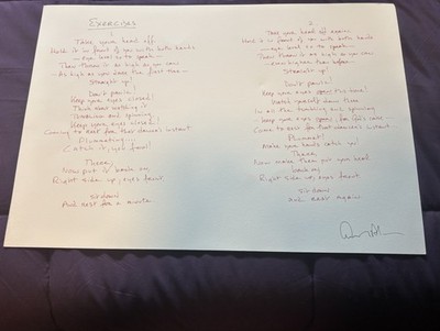 Edward Albee Hand Signed Conceptual Poem Bill T Jones NY Arts Benefit Menu 2011
