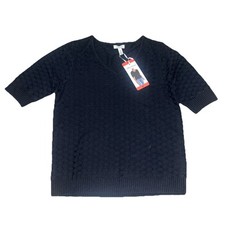 NWT Women's ELLA MOSS Black Half Sleeve Sweater Top Size Medium