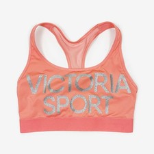Victoria's Secret The Player Racerback Sports Bra Size S Coral Glitter Active
