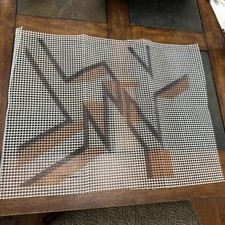 Latch Hook Rug Canvas ABSTRACT  16 x 20" No yarn - printed canvas only ~ Browns