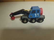 Brio World Blue Wooden Railway Crane Train Very Good Condition