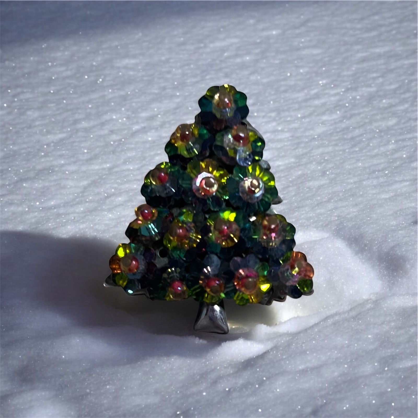 Vintage Watermelon Margarita Rivoli Crystal Christmas Tree Pin Brooch