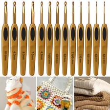 13PCS Ergonomic Crochet Hooks Set Soft Rubber Handle Alloy Knitting Weaving Tool