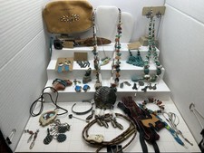 VTG Native American 27p Lot 925 Gems Navajo Zuni N Coastal Necklaces Artifacts N