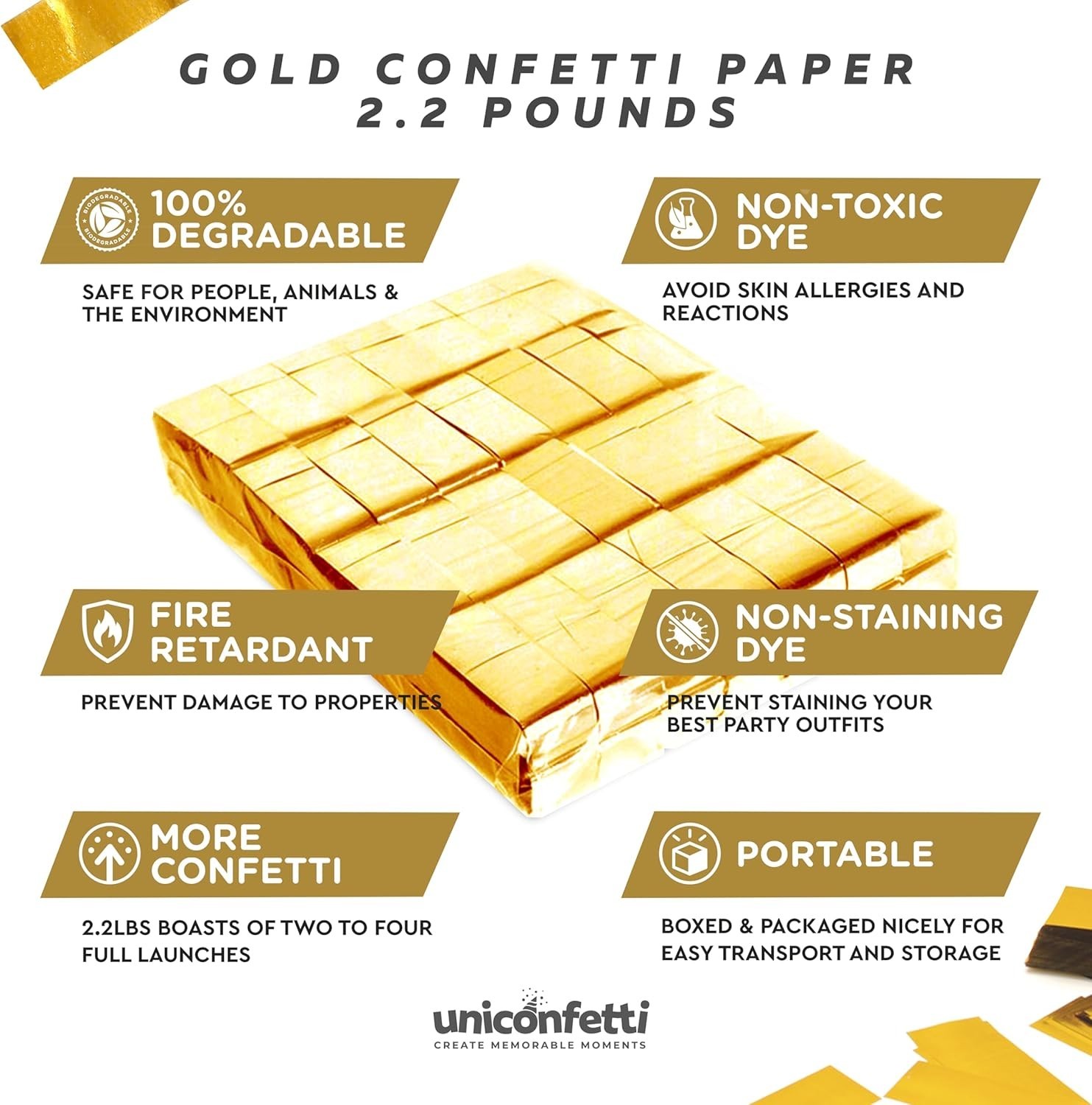 Biodegradable Gold Confetti Paper - 2.2lbs Bulk for Eco-Friendly Celebrations