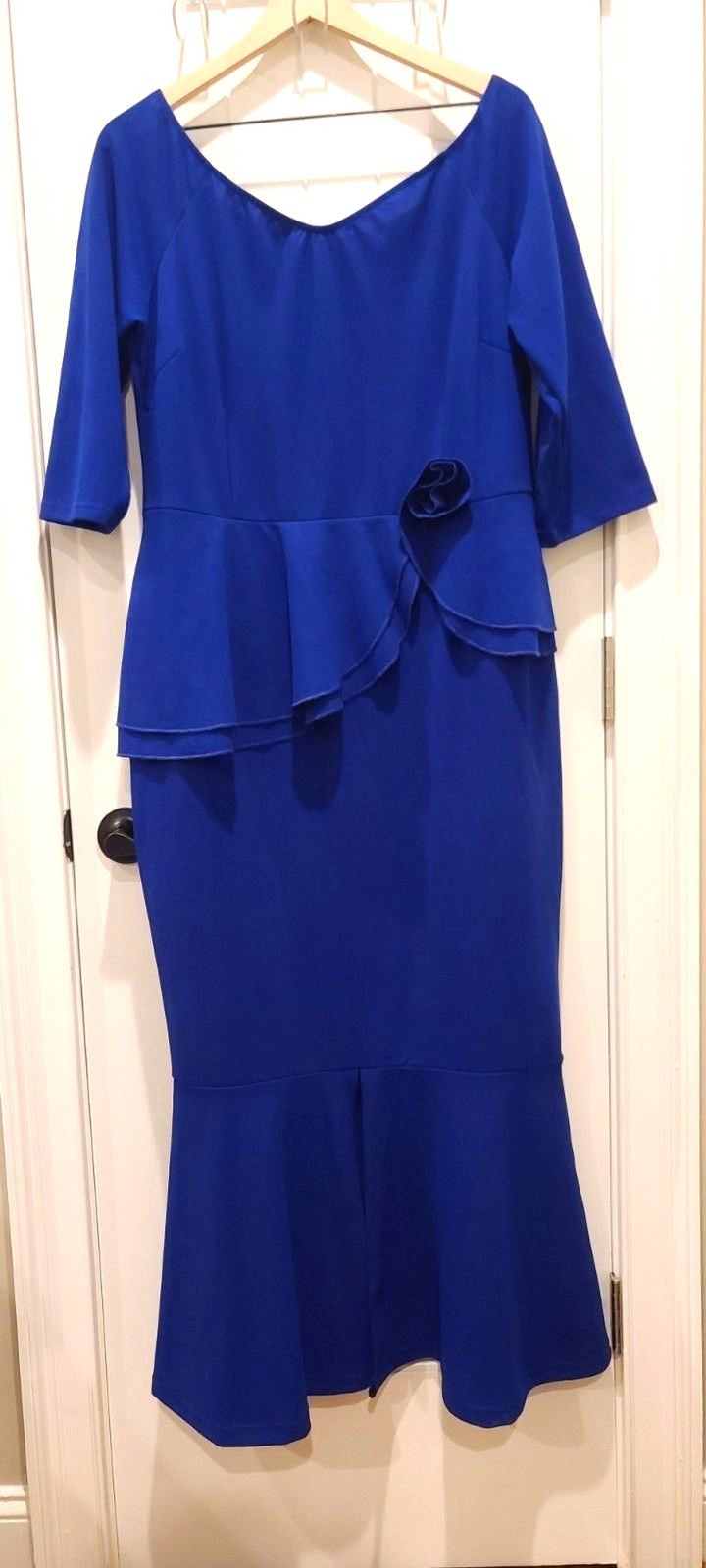 PLUS SIZE Off-Shoulder Peplum Mermaid Gown XXL 3/4 Sleeve MOTHER OF BRIDE GROOM