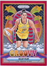 2025 Panini Prizm WNBA Kelsey Plum Red Groovy #/99 Las Vegas Aces