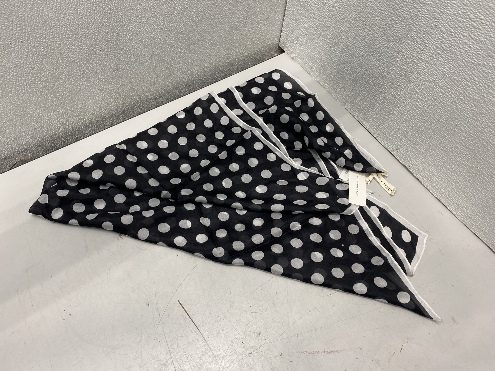 Anthropologie Maeve Black and White Polka Dot Lightweight Scarf