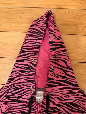 Abbey Dawn Inspired pink black Zebra Stripe hoodie hand studded w