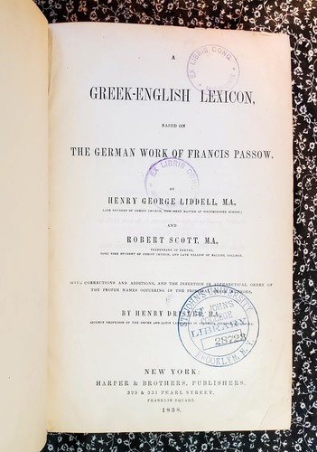 Greek-English Lexicon Based on the German Work of Francis Passow, 1946, Liddell - Picture 9 of 19