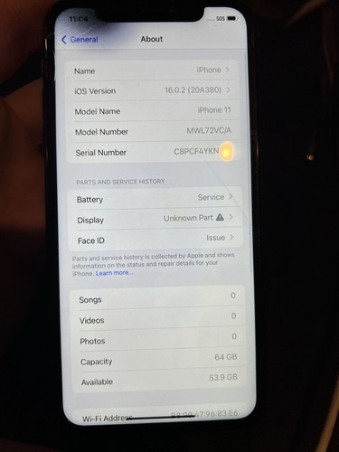 iPhone 11 64GB Crack Front And Back No Face ID - Photo 8 sur 8