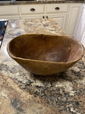 Hand Carved Wood Bowl 6 1/2 By 10 1/2 Inches