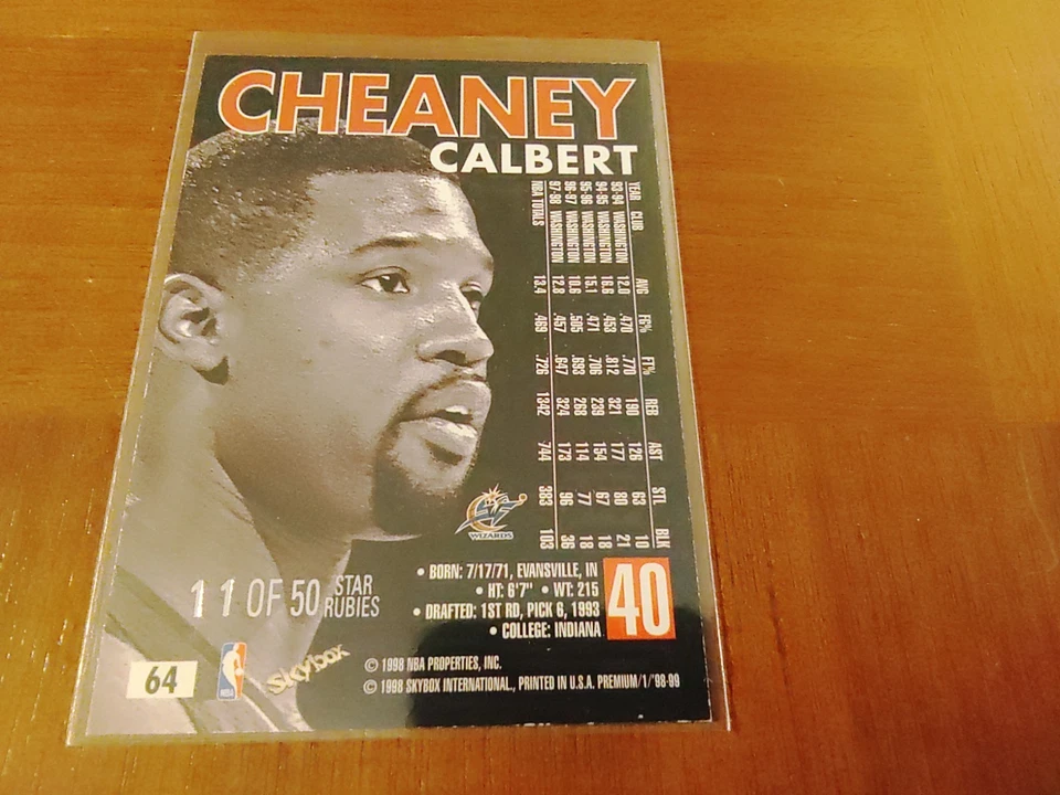 1998-99 Skybox Premium Star Rubies Very Rare Cheaney Calbert 11/50. - Image 2 of 2